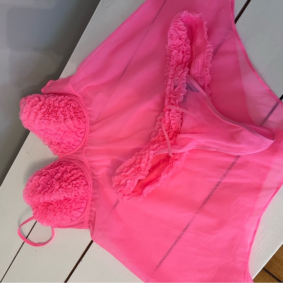 La SENZA Vibrant Pink Sheer Chemise - Picture 9 of 9